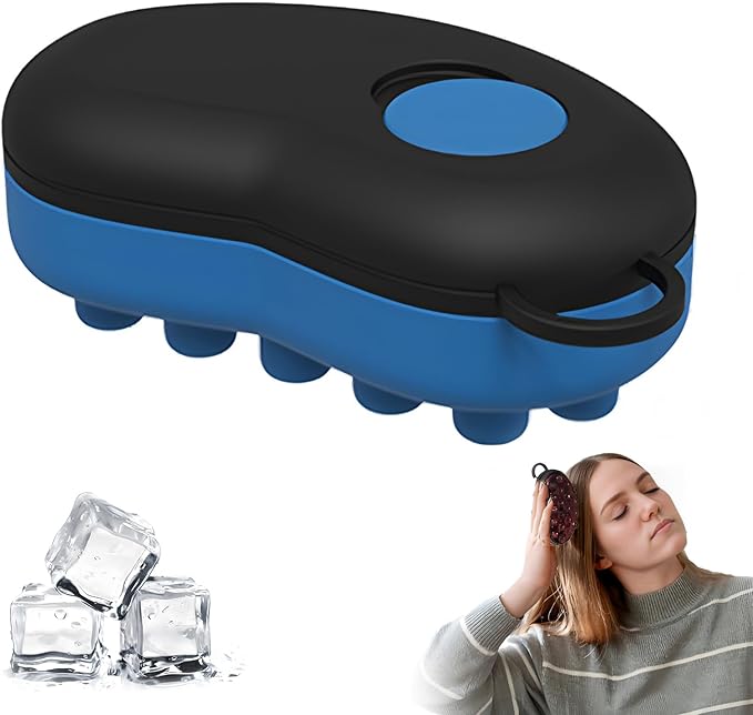 Ice Compress Scalp Massager Hair Growth Massage Comb - Upgraded Raised Dot Ice Tray Design for Tension Headache Relief and Scalp Care (Black)