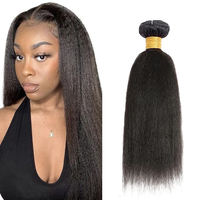Human Hair Bundles Color 1B Kinky Straight Bundles 18 Inch Brazilian Virgin Soft and Silky Remy Hair Extensions Niegmeag Double Weft Natural Black Yaki Straight Bundle 100g