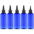 Tekson Hair Color Applicator Bottles, 5 Pack Refillable Squeeze Bottle, Empty Plastic Twist Top Cap Bottles (3.4 OZ, Blue)