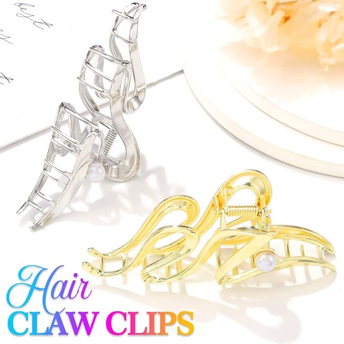Fashey Hair Claw Clips Gold Metal Hair Clip Large Claw Clips for Thick Hair Accessories for Women