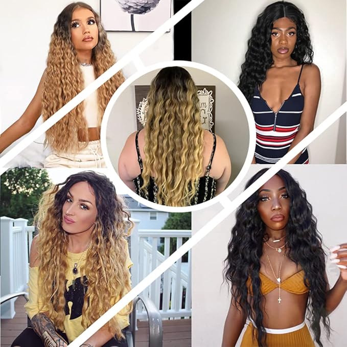 Ombre Blonde Bundles Human Hair 1b27 Deep Wave Bundles 24 26 28 Inch Brazilian Virgin Soft and Silky Remy Hair Extensions 2 Tone Black and Honey Blonde Deep Wave Bundle 150g