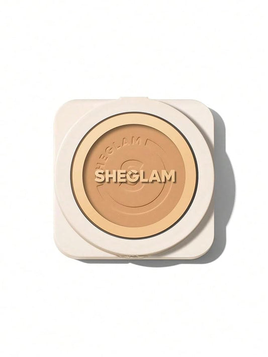 SHEGLAM SKin-Focus Full Coverage Powder Foundation Oil-Control Lightweight Face Pressed Powder Makeup-Sand