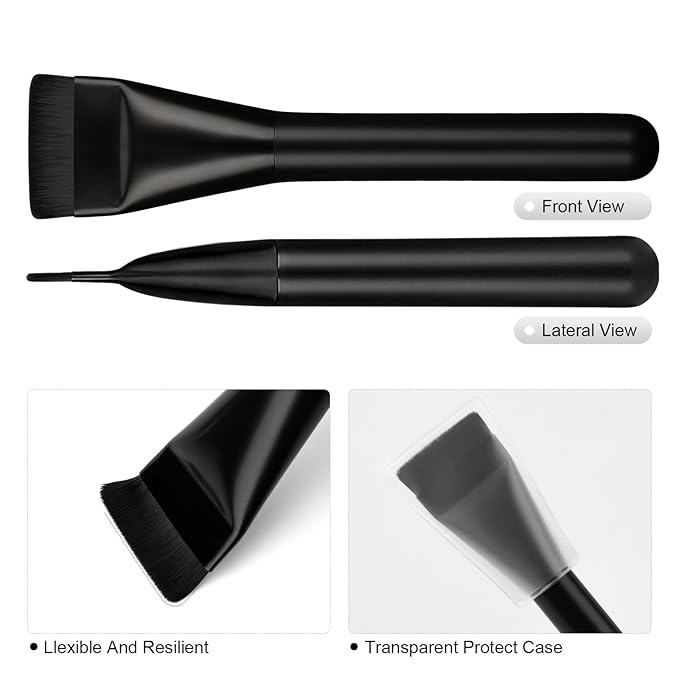 Flat Foundation Brush,Korean Makeup Brush Spatula Facial Brush for Liquid Foundation,Premium Face Makeup Brush for Blending Cream (Black)