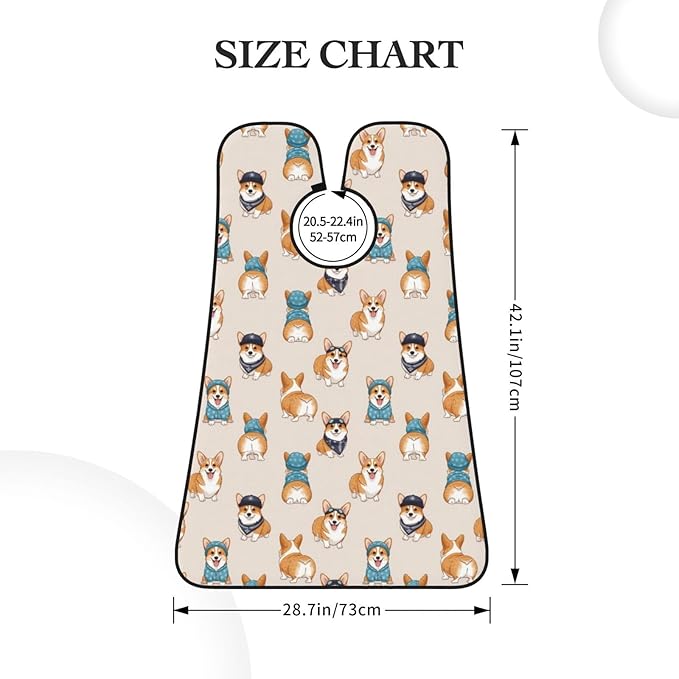 Waterproof Grooming Apron, Non-Stick Beard Bib with Suction Cups, for Cute Dogs Funny Welsh Corgi