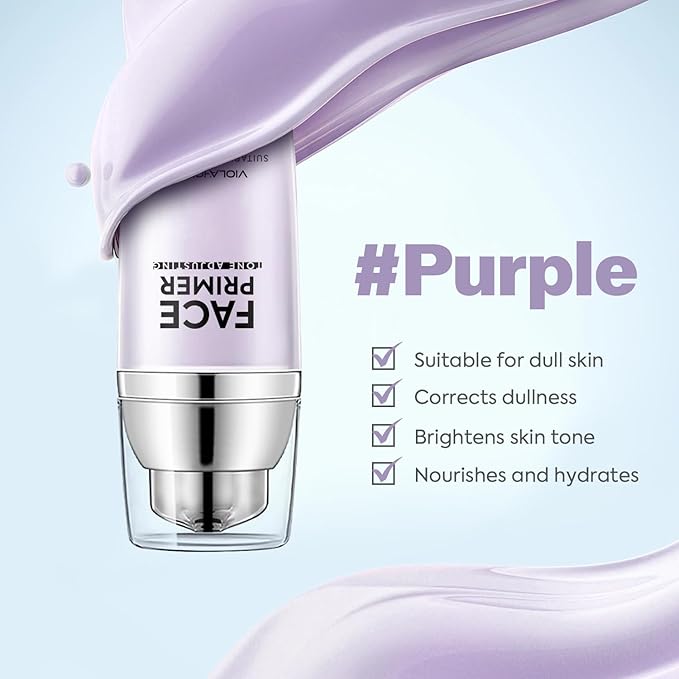 VIOLA HOUSE Face Primer, Tone Adjust Primer For Face Before Makeup-Refined, Bright And Smooth The Skin And Fills Fine Lines (Lavender Purple)