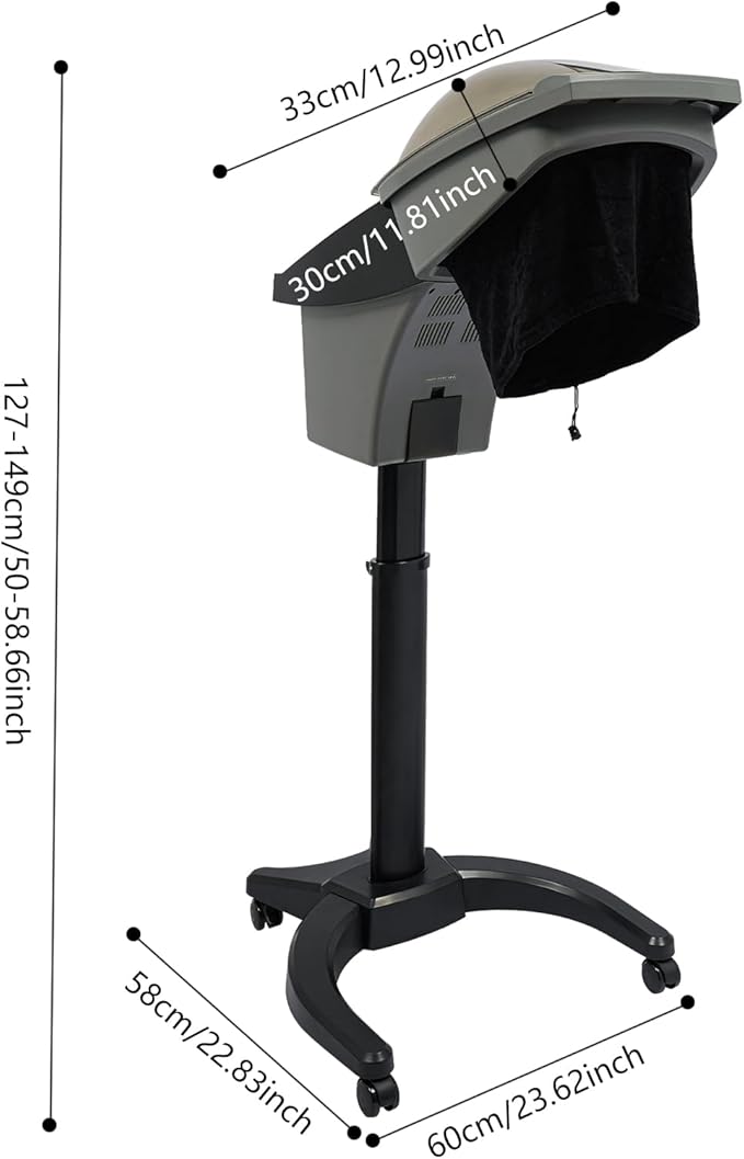Portable Standing Dryer, 1875w Multi-Functional Ionic Hooded Hair Dryer with 7-Color Light,3 Temperature Settings,Micro Mist Ultrasonic Ozone Hair Care Steamer Oil Treatment Machine for Salon (Black)