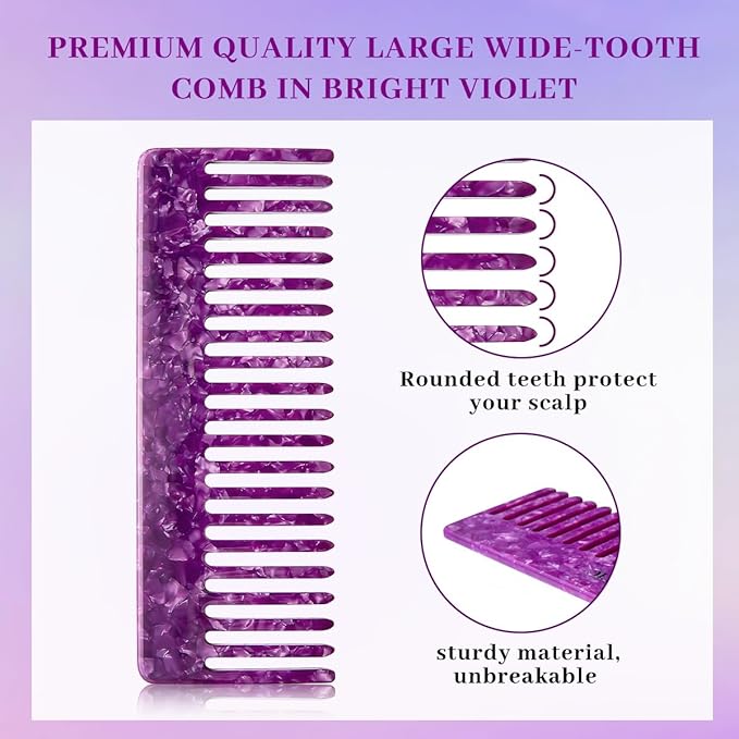Large Wide Tooth Comb for Women, Men, and Kids - Handmade Detangler for Curly, Long, and Short Hair - Professional 6.29 Inch Hair Cutting Comb for Wet and Dry Use