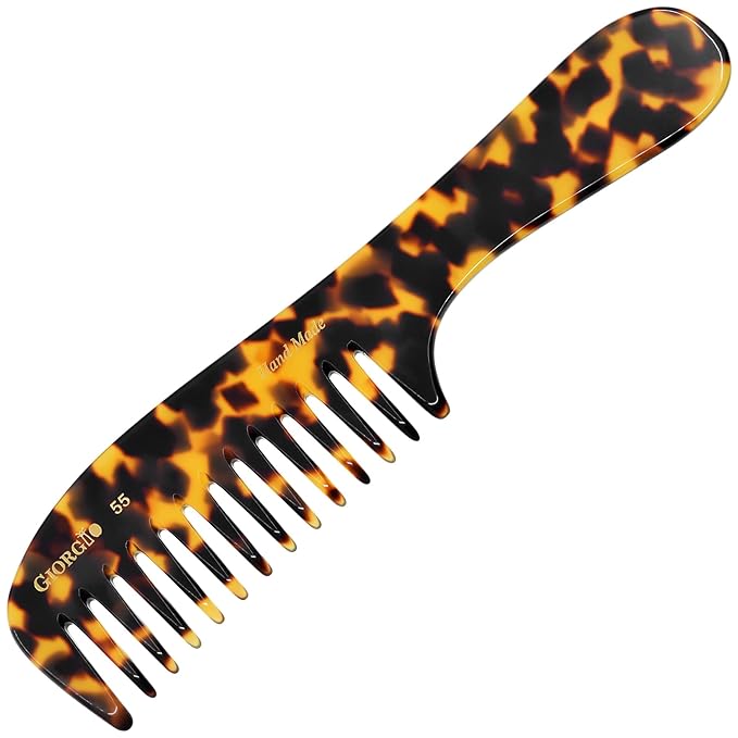Giorgio G55 Wide Tooth Comb for Wet Hair Detangling Comb, Hair Comb for Thin to Medium Thickness Hair Detangler, Hair Combs for Women, Handmade Large Tooth Comb Rake Comb Saw-Cut and Hand Polished