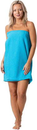Turkish Linen Women’s Waffle Spa Body Wrap with Adjustable Closure