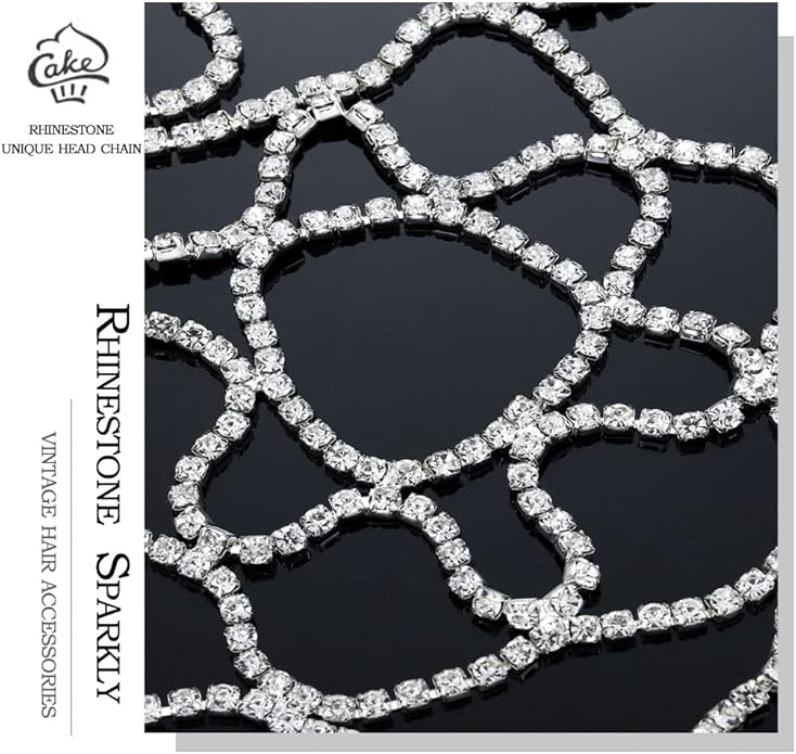 1920s Rhinestone Head Chain Jewelry Flapper Cap Headpieces Costume Hair Accessories for Women