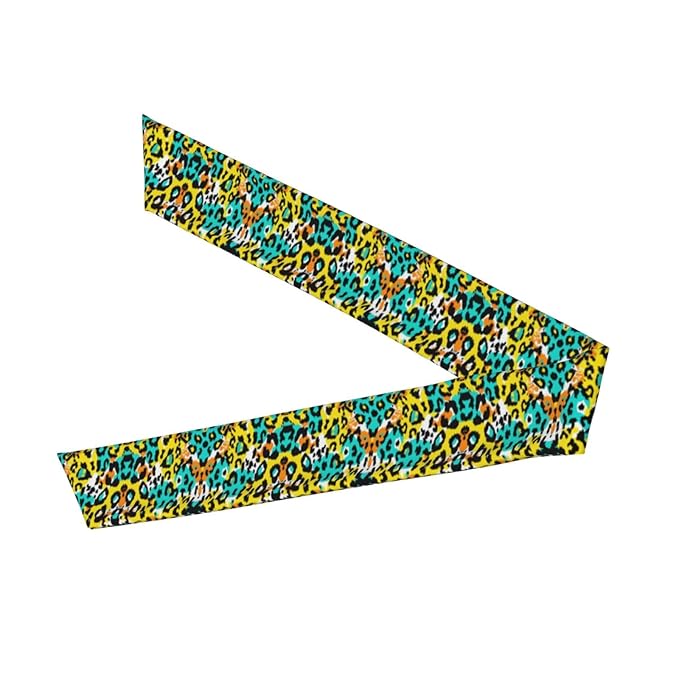 Boys Girls Turquoise Green Yellow Cheetah Leopard Print Sports Sweat Bands Boho Style Beauty Skinny Hair Band Headdress for Sports Fitness Shower