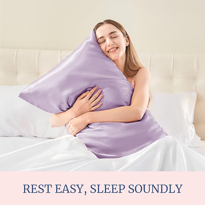 BEDELITE Satin Pillowcase for Hair and Skin, Super Soft Similar to Silk Pillow Cases 4 Pack with Envelope Closure, Cooling Pillowcases for Women Men (20"x26" Standard Size, Lavender)