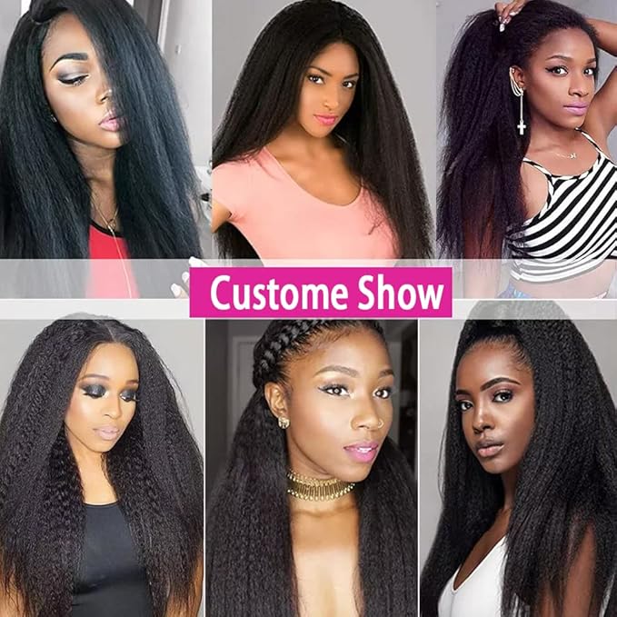 Kinky Straight Clip in Hair Extensions Real Human Hair 8Pcs Remy Human hair Clip ins for Women, Natural Human Hair 120g 20inch #1B Natural Black