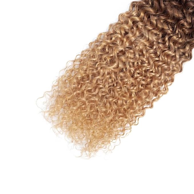 28 30 32 Inch Ombre Kinky Curly Bundles Human Hair Honey Blonde Bundles 3 Tone Black and Blonde Bundle Niegmeag Brazilian Virgin Soft and Silky Remy Hair Extensions