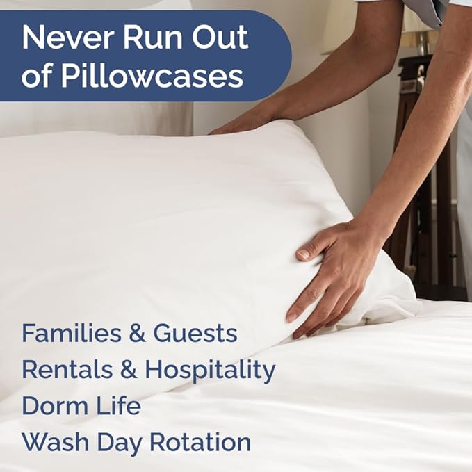 King Pillow Cases Set of 6 - Ultra Soft Hotel Quality Pillowcase Covers - Comfy, Cozy & Wrinkle Free - Shrink, Stain & Fade Resistant - Machine Washable Pillow Protectors - 6 Piece Set - Antique White