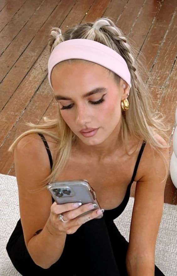 TERSE Headbands for Women Trendy Floral Print - Non Slip Summer Head Bands Soft Fabric Hair Bands for Workout Yoga Running Sport - Wide Thick Hair Wrap for Girls