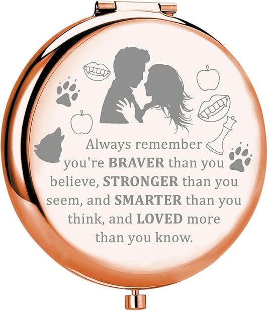 MYOSPARK Twilight Movie Compact Makeup Mirror Edward and Bella Fans Gift Vampire Fans Gift Movie Inspired Gift Fandom Gift (Twilight AMirror)