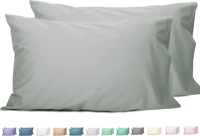 Sunflower Queen Pillowcases Set of 2, 100% Cotton Queen Pillow Cases 2, 20×30 inches Storm Grey, Soft and Breathable
