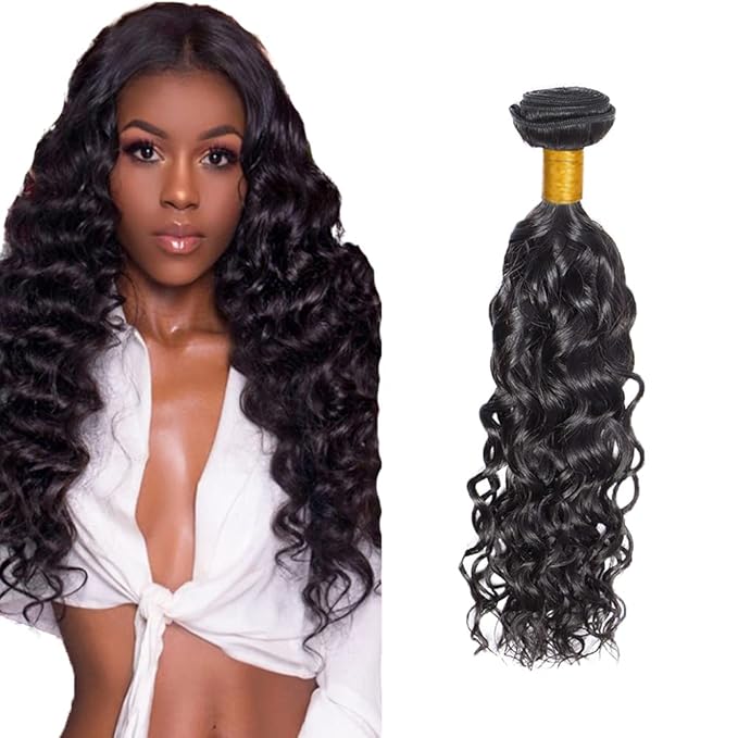 Human Hair Bundles Color 1B Water Wave Bundles 28 Inch Unprocessed Brazilian Virgin Remy Hair Extensions Niegmeag Natural Black Wet and Wavy Bundle