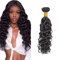 34 Inch Color 1B Bundles Human Hair Natural Black Water Wave Bundles Niegmeag Brazilian Virgin Remy Hair Extensions Double Weft Hair Weave Natural Black Color