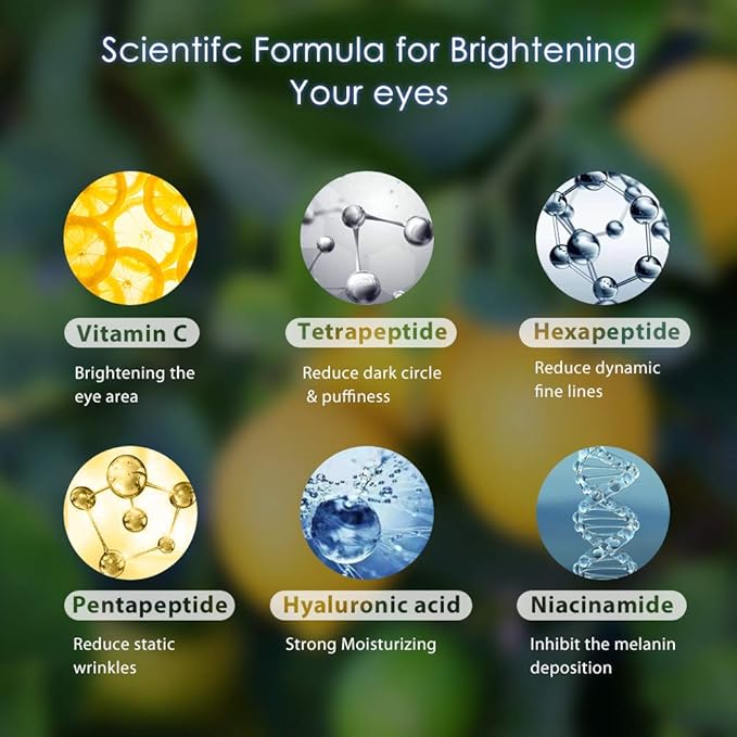 Brightening Vitamin C Eye Gel Cream for Dark Circles & Puffiness, Eye Cream to Help Reduce Fine Lines & Crow's Feet, Boost Hydrating Under Eye Treatment with Hyaluronic Acid & Peptides
