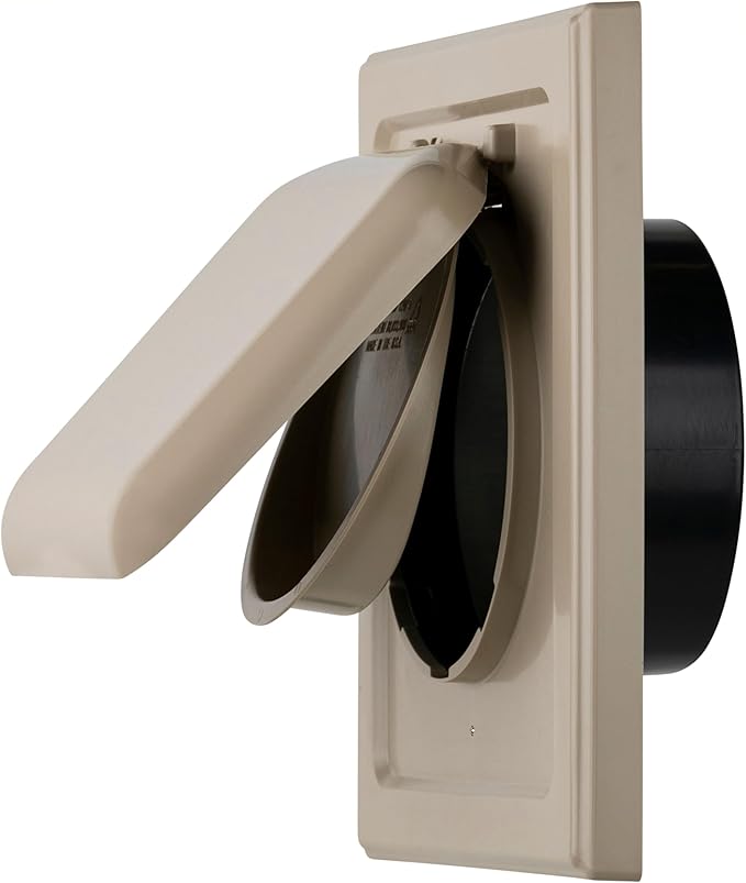 NO-PEST VENT, Exclusive Dual Door Dryer Vent Cover Outdoor 4 inch with Collar, Made in USA w Highest UV Resistant Plastic in any Outdoor Vent Cover (Tan, 4" Plastic WIth Collar)