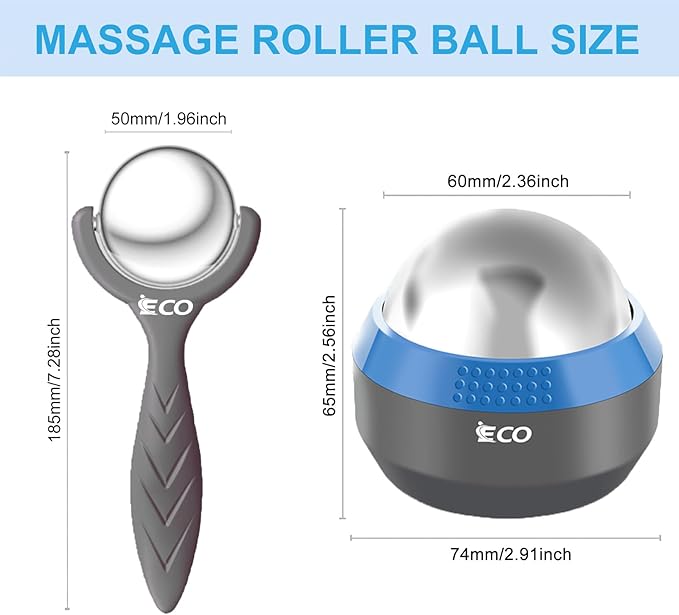 iECO Cryosphere Cold Massage Roller Ball – Ice Cold and Hot for Deep Tissue and Sore Muscle Relief of Stiffness and Stress, Body, Neck, Back, Foot, Plantar Fasciitis, Gifts for Him