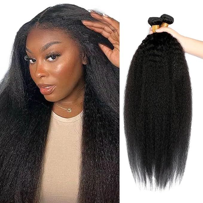 Human Hair Bundles Natural Black Yaki Straight Bundles 30 30 30 Inch Niegmeag Brazilian Virgin Remy Hair Extensions Double Weft Color 1B Kinky Straight Bundle Hair Weave
