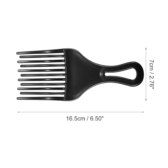 VOCOSTE Afro Pick Comb Small Fork, Hairdressing Styling Tool for Curly Hair for Men Women, Plastic, Black