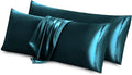 Aormenzy Satin Body Pillow Cover Set of 2, 20x54 Inches Dark Teal Case for Adults, Silky Soft & Cooling Pillowcase With Envelope Closure
