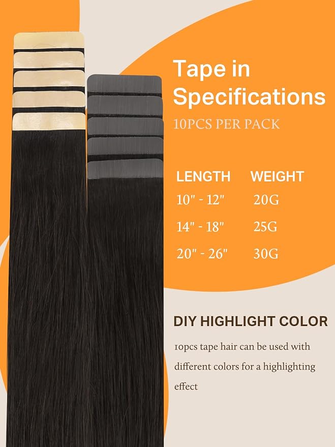 DOORES Tape in Hair Extensions, Dark Brown 30g 10pcs 22 Inch, Real Human Hair Extensions Tape in Natural Hair Extensions Real Hair tape in hair extensions real human hair