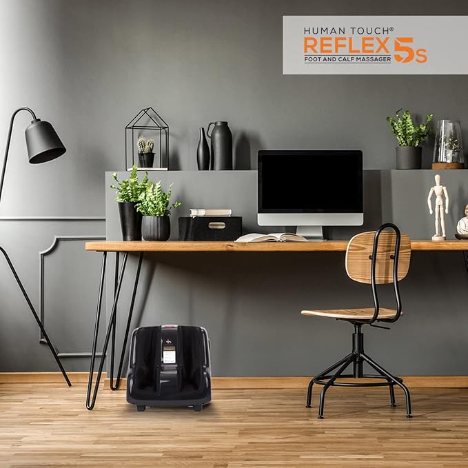 Human Touch Reflex5s Foot & Calf Massager for Stress & Plantar Fasciitis Relief+Relaxation +Kneading & Compression for Circulation Support -1 Year Warranty - Adjustable Fit for Women & Men Size 12