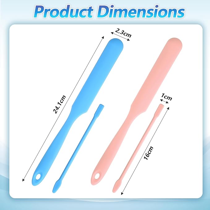 6PCS Non-Stick Wax Spatulas Set, Reusable Silicone Spatula Waxing Applicator for Hair Removal Body Home Salon Use (Pink Blue Gray Green)