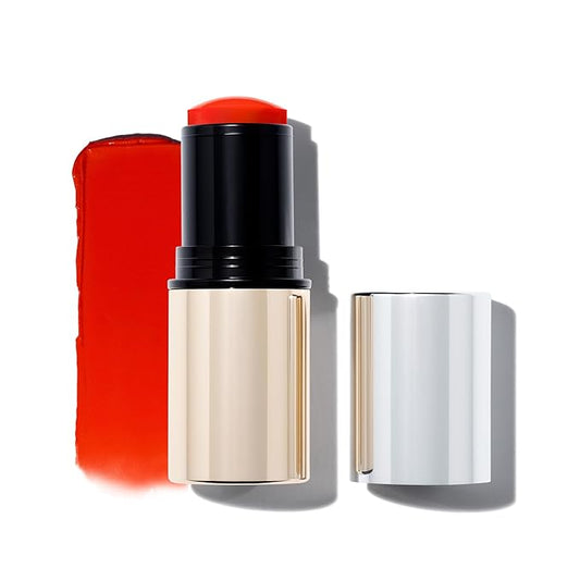 MAKE Beauty Heat Stroke Cream Blush Stick for Cheeks with Natural Hydrating Dewy Finish. Creamy Gel Blush Balm - Shade Inflamed, Coral Orange Cheek Tint