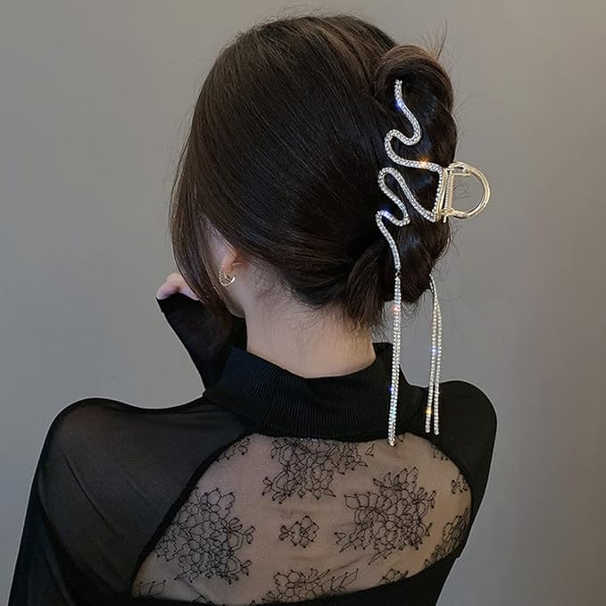 Hair Jaw Claw Clips Fish Bone Shape Large Metal Gold Fashion Nonslip Hairpin Catch Clip Accessories for Thick/Thin Hair HairStyling (Gold Snake)