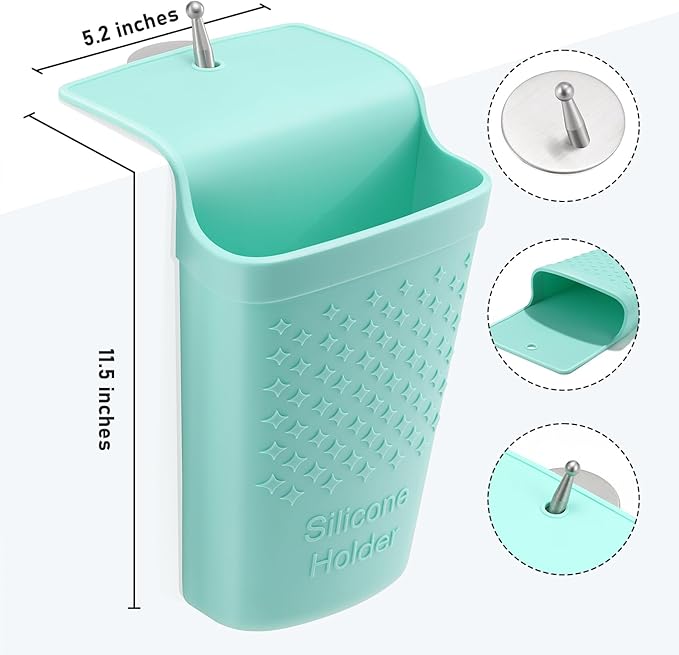 Heat Resistant Silicone Hair Iron Mat and Pouch,Portable Travel Hair Straightener Mat and Holder for Hair Styling Tools.1 Pack.(Mint Green)
