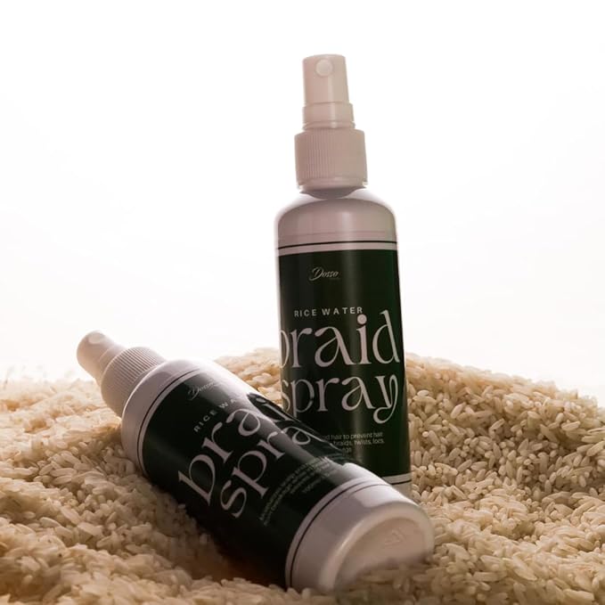 Dosso Beauty Rice Water Braid Spray, Spray Moisturizer for Box Braids, Twists & Locs, Prevent Breakage & Moisturizes Scalp, 100 ml, 3.5 oz