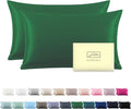 Silk Pillow Cases 2 Pack Soft Breathable and Sliky King Size Pillow Cases Set of 2,Natural Mulberry Satin Silk Pillowcase with Hidden Zipper for Hair and Skin (Olive Green,20"X 36",2pcs)