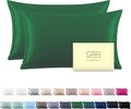 Silk Pillow Cases 2 Pack Soft Breathable and Sliky Standard Size Pillow Cases Set of 2,Natural Mulberry Satin Silk Pillowcase with Hidden Zipper for Hair and Skin (Olive Green,20"X 26",2pcs)