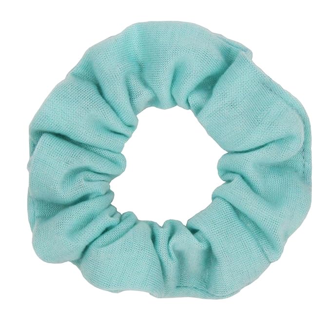 Cotton Hair Scrunchies Single Jersey Solid Color Ponytail Holders Elastic Hair Ties for Women Accessories 12pcs (Mint Green)