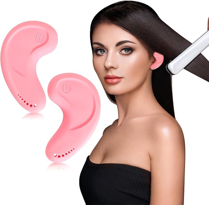 FERNIDA Ear Covers Protectors for Dryer, Hair Dye, Heat Iron, High-Temp Resistance Reusable Silicone Ear Cover for Salon Home