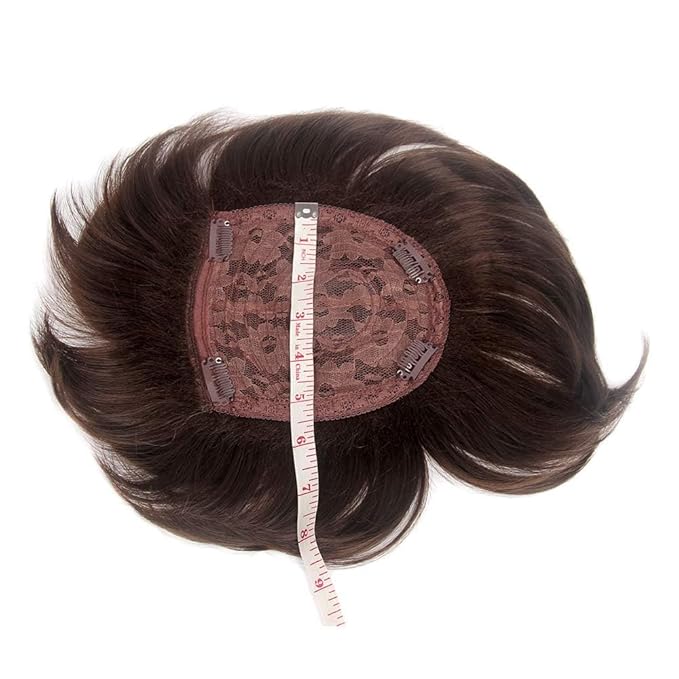 H&Bwig Men Short Toppers Hairpiece Brown Clips in Hair Extensions for Covering White Loss Hair Toupee