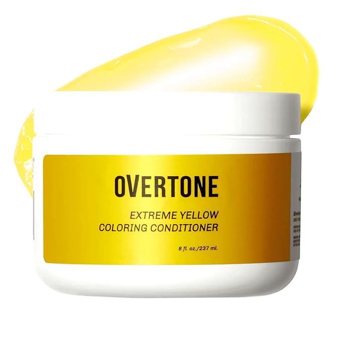 Overtone Semi Permanent Hair Color Conditioner, Extreme Yellow, 8 oz, Nourishing, Damage-Free, Color Depositing Mask for All Hair Types with Shea Butter & Coconut Oil, Vegan & Cruelty-Free