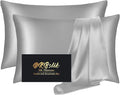 Silk Pillowcase 2 Pack, Mulberry Silk Pillow Cases Queen Size Set of 2, Anti Acne Silk Pillowcase for Hair and Skin, Natural Silk Satin Pillowcases Gifts for Women Men 2 Pack with Hidden Zipper, Grey