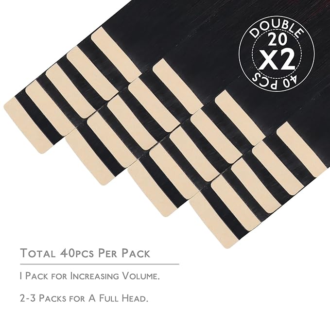 WENNALIFE Tape in Hair Extensions Human Hair, 40pcs 120g 26 inch Ombre Jet Black to Burgundy Hair Extensions Real Human Hair Straight Tape in Extensions Reusable Invisible Human Hair Extensions