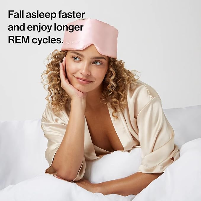 Dore & Rose Deep Sleep Mask Light Blocking, 23 Momme Mulberry Silk Eye Mask, Ultra Soft, Adjustable - Travel Sleeping Mask for Men & Women - Pink