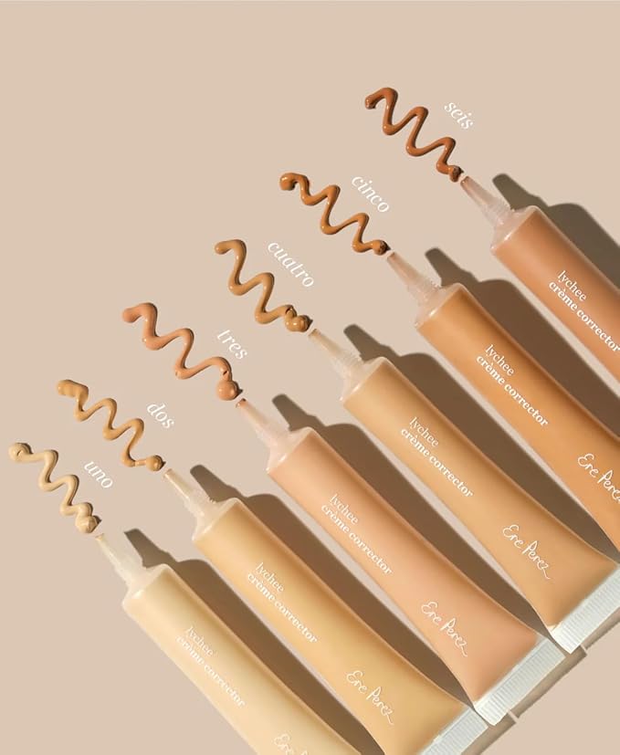 Ere Perez - Natural Lychee Crème Corrector | Vegan, Cruelty-Free, Clean Beauty (Seis – Cool Toffee, 0.33 oz | 10 ml)