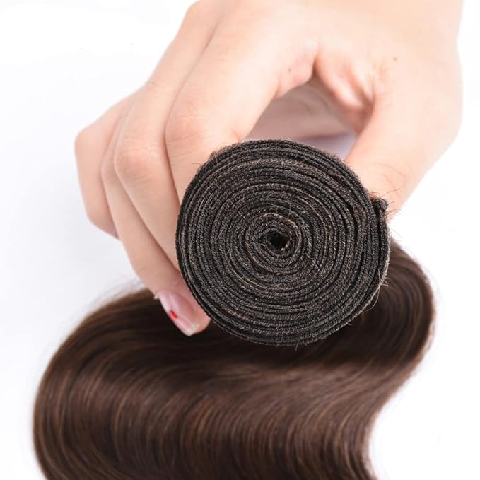 Color 4 Bundles Human Hair Brown Body Wave Bundles Brazilian Virgin Soft and Silky Remy Hair Single Bundle 22 Inch Niegmeag Chocolate Brown Body Wave Bundle 100g