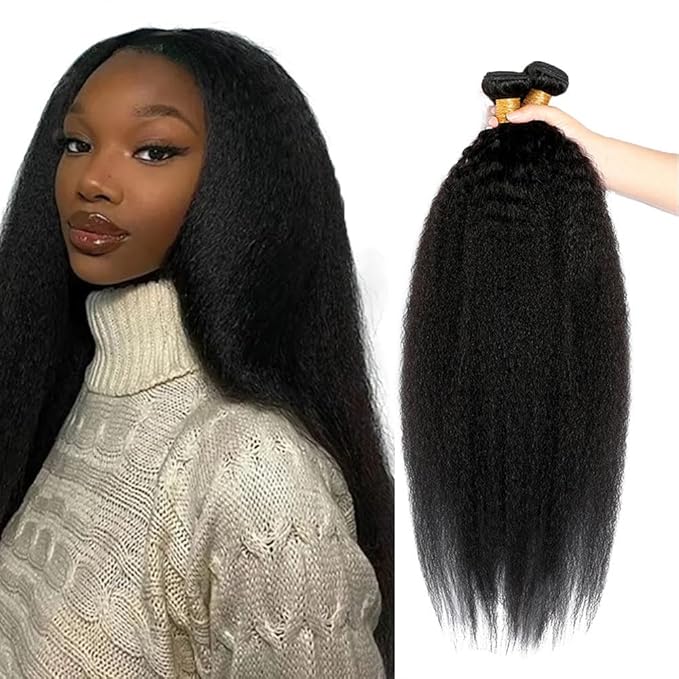 32 32 32 Inch Yaki Straight Bundles Color 1B Kinky Straight Human Hair Bundle Brazilian Virgin Remy Hair Extensions Niegmeag Double Weft Soft and Silky Natural Black Yaki Bundle 300g