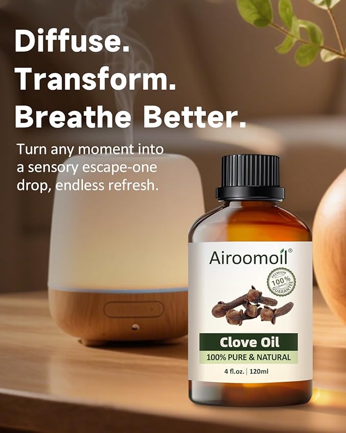 Pure Clove Essential Oil, 100% Pure Natural Clove Essential Oil, Premium Grade Essential Oils for Diffusers for Home, Skin, Care Massage, Soap Making, Aromatherapy, 4 Fl Oz | 120ml